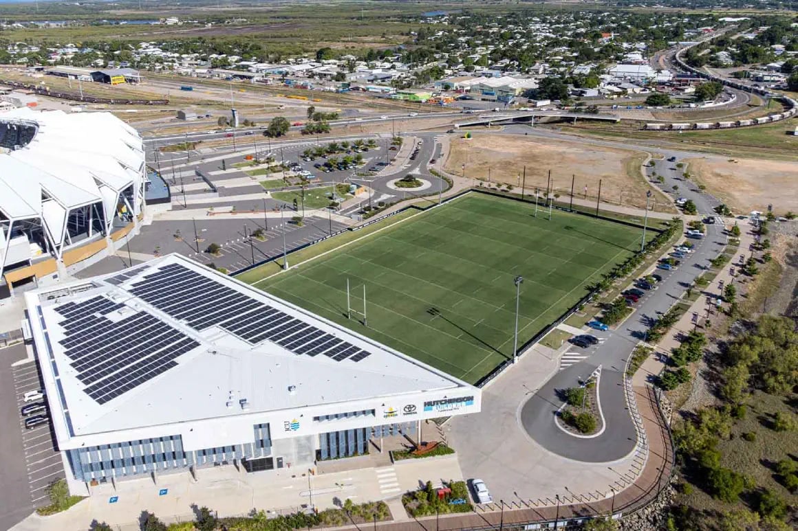 Aerial view of the NQ Cowboys Centre of Excellence Training Field for rugby